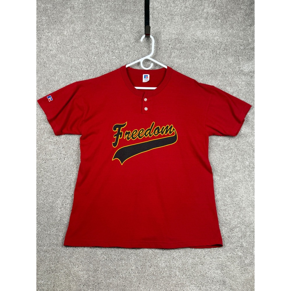 Vintage Russell Athletic Freedom Baseball Tshirt Red Number 11 Mens L